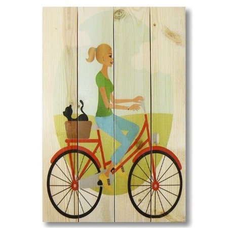 WILE E. WOOD Wile E. Wood WGOB1420 14 x 20 Red Bike Girl Wood Art WGOB1420